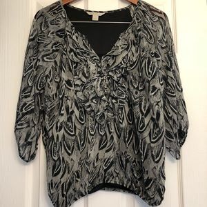 Laura Ashley Ruffle Placket Button Front Blouse